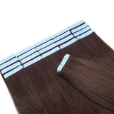 20" 100g Tape in Hair Extensions Remy Human Hair 40pcs #2 Dark Brown Straight Hair Seamless Skin Weft Glue in Hairpieces with Invisible Double Sided Tapes