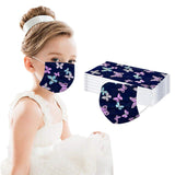 50PC 3 Ply Non-woven Disposable Face_Mask for Kids with Cortoon Pattern Breathable and Anti-haze Dust Bandanas for Children with Elastic Earloop Outdoors, Butterfly I