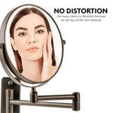Ovente Wall Mounted Vanity Makeup Mirror 9 Inch with 10X Magnification and Extendable Arm, Double-Sided with 360 Degree Swivel Mechanism and Zero Distortion, Antique Bronze (MNLFW90ABZ1X10X)