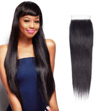 Feibin Lace Closure Human Hair 4x4 Brazilian Straight Hair Unprocessed 100% Human Hair Lace Closure Natural Color Free Part 12 Inch