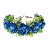 Vividsun Flower Crown Floral Headpiece Festival Wedding Hair Wreath Floral Crown (A/blue)