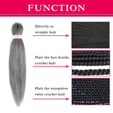 Afro 8 Pack Pre Stretched Braiding Hair Braiding Crochet Hair Extensions Ombre Colors Professional Easy Braids Itch Free Hot Water Setting Kanekalon Synthetic Fiber (18" 8packs, Tgray)