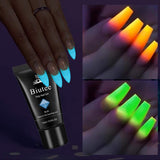 SEISSO Glow in The Dark Poly Nail Gel Kit, 5 Colors Night Glow Nail Extension Gel Enhancement Starter Gel with Slip Solution All-in-One Builder Gel for Beginners Nail Arts Manicurist