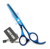 5.5 Inches Hair Cutting Scissors Set with Razor Combs Lether Scissors Case,Hair Cutting Shears Hair Thinning Shears for Personal and Professional (Blue)