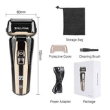 Men's 3D Floating Electric Shaver IPX7 Waterproof Quick Charge LCD Display Three Razor Head Wet Dry Qiuck Rechargeable Cordless Shavers,Cordless and USB Rechargeable