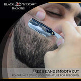 Barber Straight Razor, Professional Barber Straight Edge Razor - Barber Razor Compatible with Straight Razor Blade for Barber, Black Chrome Straight Razor by Black Widow (1.5mm)