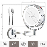 GURUN LED Lighted Wall Mount Makeup Mirror with 10x Magnification for Bathroom and Bedroom,13" Extendable Arm,Chrome Finish,Direct Wire M1809D(10x,Chrome)