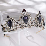 Wedding Purple Crystal Tiara For Brides Crown Black Head Piece Bridal Hair Accessories Crystal Crowns Queen Diadem