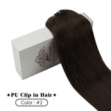 Moresoo Human Hair Clip in Extensions Seamless Clip in Hair Extensions 18 Inch Hair Extensions Clip in Human Hair Color #2 Darkest Brown PU Tape New Technology Clip Hair Extensions 7PCS 100G