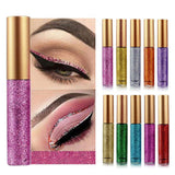 10 Colors Liquid Glitter Eyeliner, Metallic Shimmer Glitter Eyeshadow, Long Lasting Waterproof Sparkling Eyeliner Eye Shadow