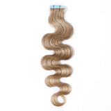 SEGO Wavy Remy Tape In Hair Extensions Human Hair Extensions Tape In Real Hair Body Wave Skin Weft Tape In Human Hair Extensions Seamless Invisible 40 Pieces Dark Blonde 16 Inch 100 Gram