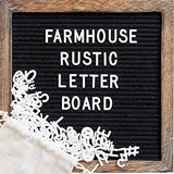 Felt Letter Board with 10x10 Inch Rustic Wood Frame, Script Words, Precut Letters