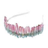 Raw Crystal Quartz Headband Crown - Rhinestone Tiara Mermaid Crown Headband for Women Bride Wedding Parties Hair Hoop (Water color)