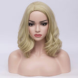 BERON Short Bob Curly Blonde Wig Women's Halloween Cosplay Costume Wig Daily Use Party Wig (Blonde)