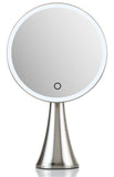 EVOLVICO 9 inch Lighted Round Makeup Vanity Mirror, 5X/10X Dual Magnification with Ultra Bright LED Lights System, Rechargeable, Cordless, Touch Control Adjustable Brightness, Brushed Stainless Steel