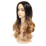 Ombre Wig Blonde Light Brown Middle Part Long Wavy Wig Heat Resistant Synthetic Daily Party Wig for Women
