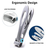 Nail Clipper for Thick Nails– Semeida Ultra Wide Jaw Opening Nail Clippers Toenail Cutter with Nail File, Men & Women Pedicure nail clippers(Silver)
