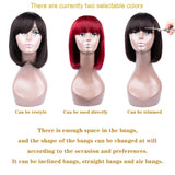 Human Hair BoB Wigs Brazilian Short BoB Wigs With Bangs 8 Inch None Lace Front Wigs For Woman Glueless Machine Made Wigs Natural Color