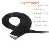 Tape in Hair Extensions Human Hair 16 Inch 20 Pieces/Package 50 G Jet Black Color Hair Extensions Tape in Real Remy Hair Straight (16Inch,#1)