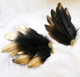Handmade Feather Angel Wings Hair Clips Hair Barrettes Lolita Cosplay Hair Accessories (Black)