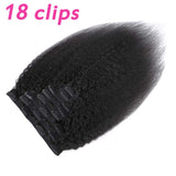 Seelaak 100% Human Hair Kinky Straight Clip in Hair Extensions Remy Human Hair Kinky Straight Clip Ins Human Hair Natural Black Color 8pcs 130g/set 20 Inches