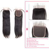 Brazilian Straight Human Hair Bundles with Closure (14 16 18+12 Inch) 10A Unprocessed Virgin Straight Hair Weave 3 Bundles with 4x4 Free Part Lace Closure (14 16 18+12)