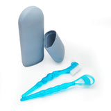 Promway Denture Brush/False Teeth Brush and Tongue Cleaner Set Carolina Blue