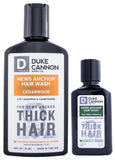 Duke Cannon News Anchor Thick Hair Wash 2-in-1 Shampoo and Conditioner for Men Combo: Cedar 10 oz. + Tea Tree Travel Size 3 oz.