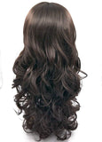 Wigs for women Cosplay wig Dark Brown Wavy Curly 24inches Synthetic Wigs With Bangs Halloween costume wig Brown Long Hair Wigs for Women (Dark Brown)