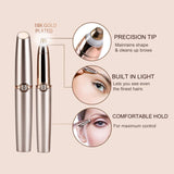 Eyebrow Hair Remover, SiKii Painless-Precision Eyebrow Trimmer Brows Epilator Eye Brow Facial Face Razor for Face Lips Nose Facial Hair Removal with LED Light for Women Men (Rose Gold)