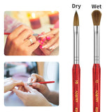 Nail Brush 100% Pure Kolinsky Hair Acrylic Nail Art Brush Red Wood Pen Nail Brush 2 Sizes with 5 Pieces Nail Files Set (10#12#)