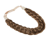 TOECWEGR 5 Strands Synthetic Hair Braided Headband Hairpiece Classic Chunky Wide Plaited Braids ElasticMulti-Color Headband Ladies Beauty Headwear(Brownish black)