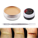 MEICOLY Makeup Skin Wax Special Effects Halloween Set Stage Fake Wound Scar,Molding Scars Wax with Spatula,Coagulated Blood Gel,02