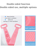 2Pcs Back Scrubber for Shower-Extra Long 34inch Dual Sided Exfoliating Silicone Body Scrubber with Soft Brush and Massage Dots for Deep Clean & Invigorate Your Skin(Blue and Pink)