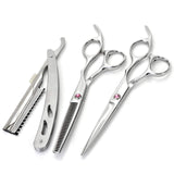 CCbeauty Professional Hair Cutting Scissors Barber Thinning Texturizing Hairdressing Shears, Hair Comb, Black Leather Case, Stainless Steel Haircut Shears Kit 6 inch For Men, Women