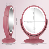Aesfee LED Lighted Makeup Vanity Mirror Rechargeable,1x/7x Magnification Double Sided 360 Degree Swivel Magnifying Mirror with Dimmable Touch Screen, Portable Tabletop Illuminated Mirrors - Rose Gold