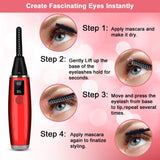 Heated Eyelash Curler，Portable Electric Eyelash Curler，Mini USB Rechargeable Eyelash Curler for Eyelashes Curling Natural, Quick Heating Long Lasting, Safe ＆ Hassle-Free for Girls Women Gift