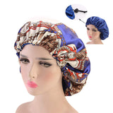 2 Pack Extra Large Double Layered Satin Sleep Bonnet Cap Adjustable Elastic Reversible Turban Night Chemo Cap