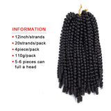 4 Pack Spring Twist Crochet Braid Bomb Twist Crochet Hair Braiding Ombre Colors Kanekalon Synthetic Fluffy Hair Extensions Low Temperature Fiber (12 Inch, 2#)