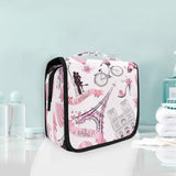 MAHU Toiletry Bag Valentine Paris Eiffel Tower Wash Bag Hanging Hook Multifunction Cosmetic Bag Portable Travel Makeup Organizer for Women Men