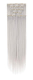 XBwig 6pcs 14 Clips Double Weft Hair Extensions 20"23 Inch Wavy Curly Straight Full Head Clip In On Hairpiece 160g（23"-Straight Silver Grey）