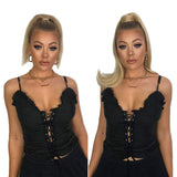 Lacer #60 Platinum Blonde Wrap Around Ponytail Extension Clip in Ponytail Hair Extensions 100% Remy Human Hair Straight Ponytail Long Straight Ponytail Hair Extensions 16 Inch for Women