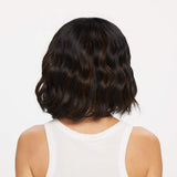 JessLab Bob Wig with Bangs, 12 Inches Natural Look Synthetic Curly Wavy Bob Wigs for Women Short Wig with Air Bangs Hair Extension Bob Style Heat Resistant Hairpiece Cosplay Wig