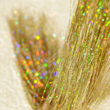 47" Holographic Hair Tinsel Shining Gold Professional Sparkle Heat-Resistant Silk Extensions, Easy to Apply, Hair Accessories for Girls, Party Hair, Gifts for Girls (400 Strands, Shining Gold)