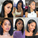 Lace Front Wigs Human Hair Bob Wigs 4x4 Lace Closure Remy Human Hair Wigs Pre Plucked Natural Color Straight Lace Front Bob Wigs Middle Part Short Bob Wigs 10 Inch