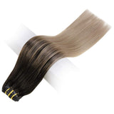 Full Shine Clip in Extensions Remy Hair 18 Inch Human Hair Clip in Color 1B Fading to Color 18 Blonde Balayage Remy Hair Clip Extensions 10 Pcs 120 Gram Dip Dyed Extensions