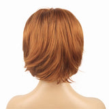 Wiginway Short Wavy Wig Layered Women Wigs Orange Synthetic Hair Replacement Heat Resistant 6 Inch