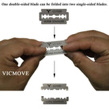 Professional Barber Straight Edge Razor Safety with 100-Pack Derby Blades - 100 Percent Stainless Steel - by VICMOVE (1 razor + 100 blades)