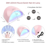 10 Colors Gel Nail Polish Kit with 36W LED Nail Dryer Light Base Top Coat,Soak Off 8ml Gel Polish Manicure Tools Set