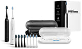 AquaSonic DUO Dual Handle Ultra Whitening 40,000 VPM Wireless Charging Electric ToothBrushes - 3 Modes with Smart Timers - 10 DuPont Brush Heads & 2 Travel Cases Included